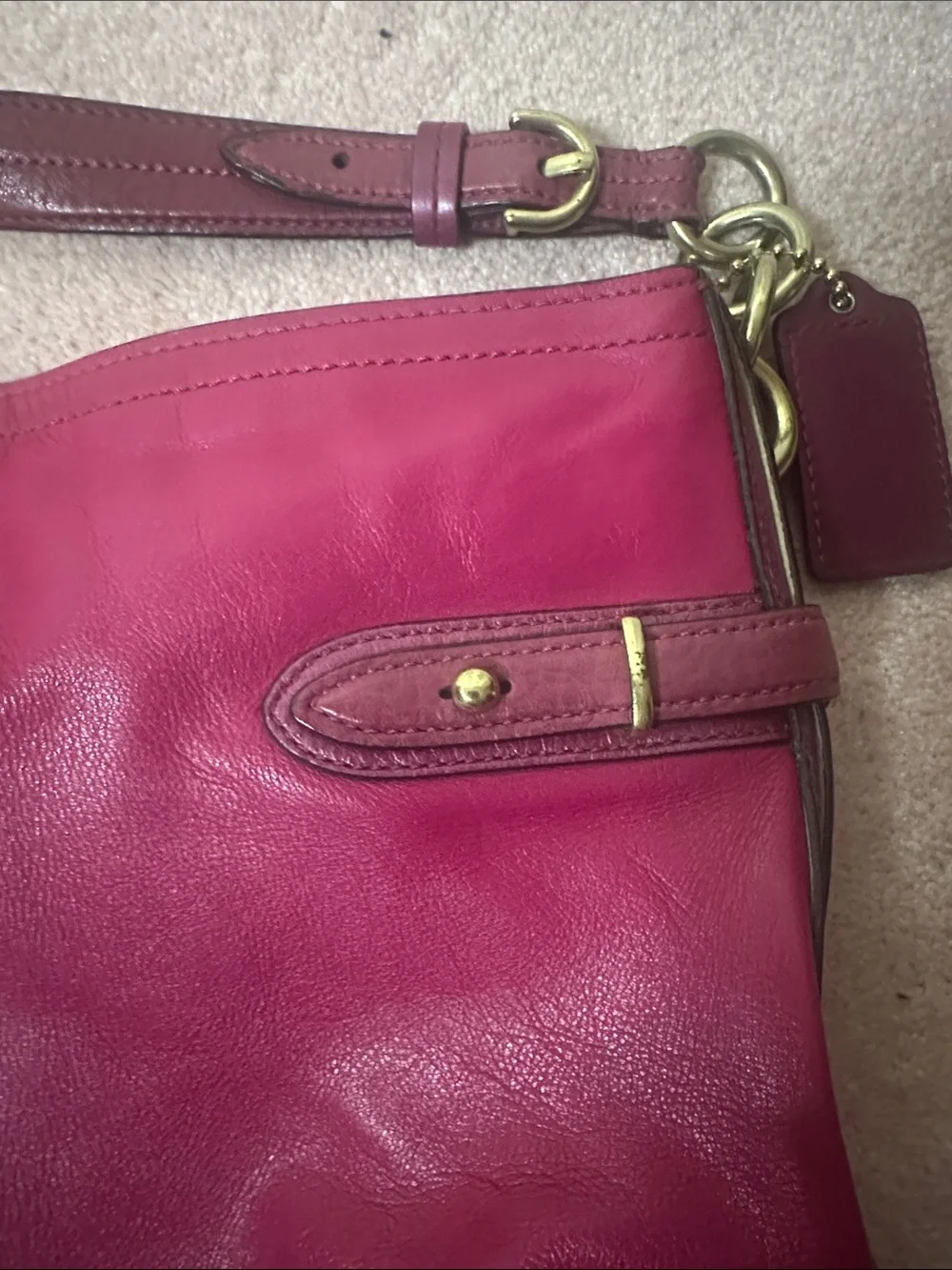 Coach Colette Hobo Bag Vibrant Pink Gold Hardware